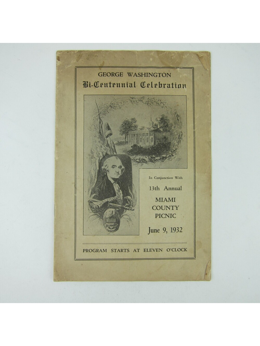 George Washington Bicentennial Miami Co Ohio Program Bradford Band Vintage 1932